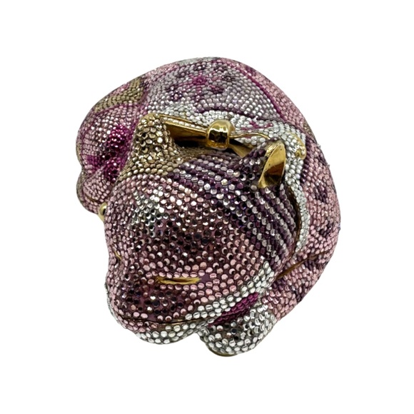 Judith Leiber Multi Color Resting Angel Cat Swarovski Minaudiere Clutch - Picture 3 of 14